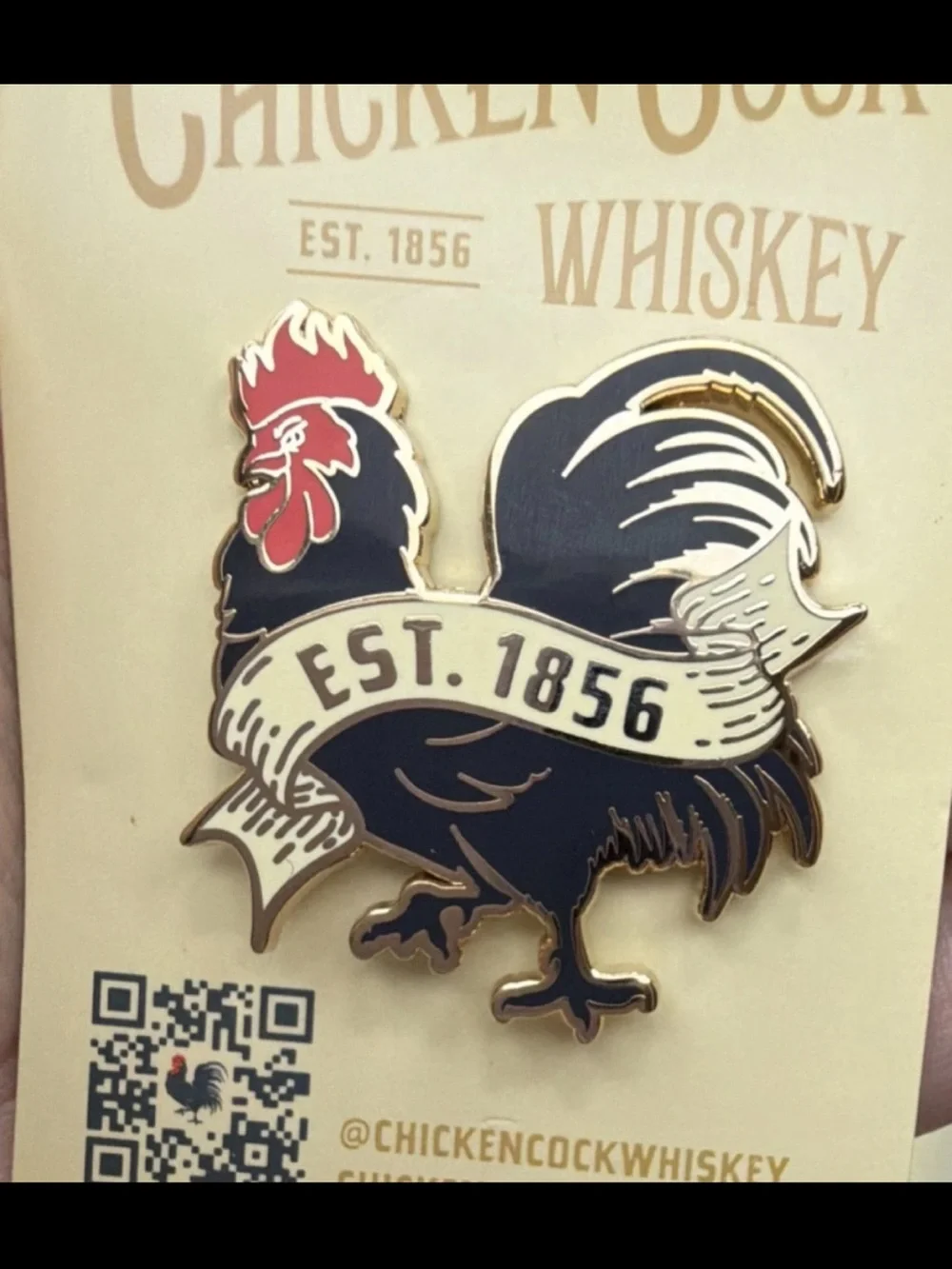 Rooster Enamel Lapel Pin - Navy & Red